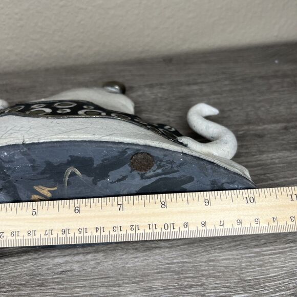 Art Deco Raku Pottery Teapot Figurine Sculpture Signed Lana Whimsical Crazing - Picture 6 of 7